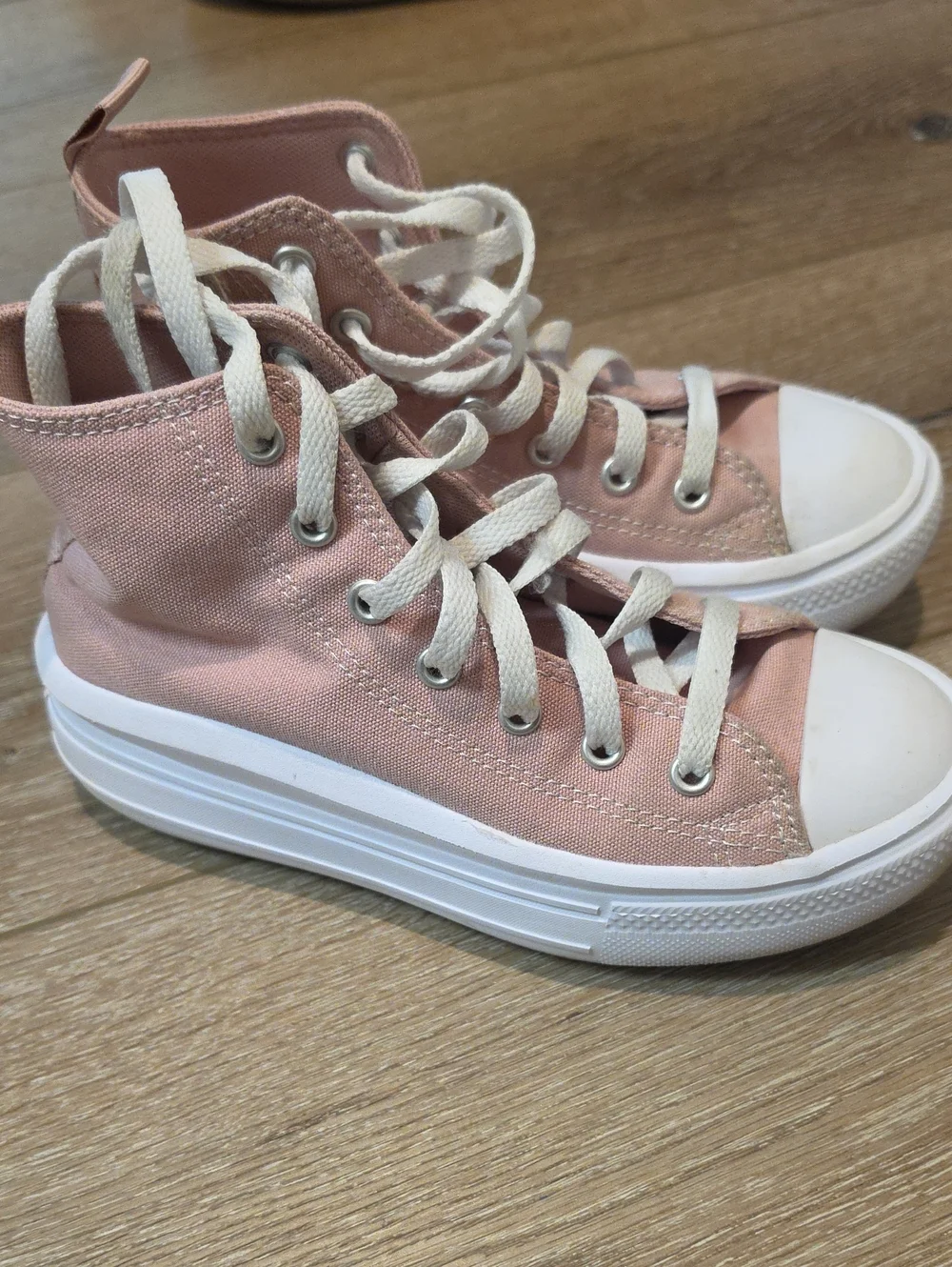 Converse Pink High-Top Canvas Sneakers with White Laces